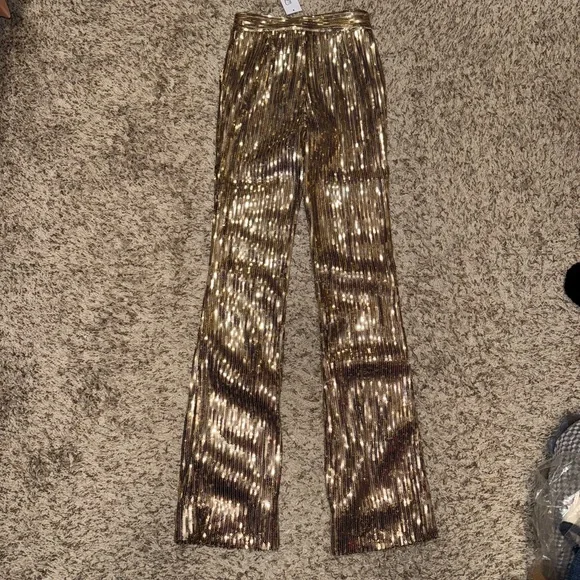 LaQuan Smith Gold Liquid Sequin Pants - Small - Picture 9 of 11